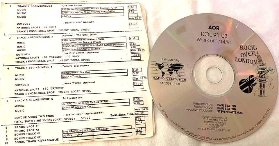 1/14/91 ROCK OVER LONDON PRESENTS BEATLES  14 MIN LIVE SET; PETER GABRIEL LIVE - Image 1 of 1