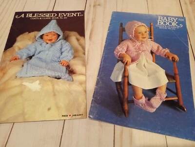 Lot 2 Vintage Baby Knitting Patterns Baby Crochet Patterns Coats & Clark Booklet - Image 1 of 4