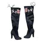 Zigi Soho Womens 8 Bryna Boot Black Over The Knee Heeled Boho Floral Embroidered