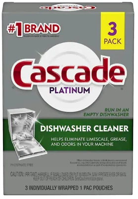 Cascade Platinum Dishwasher Cleaner, 3 count
