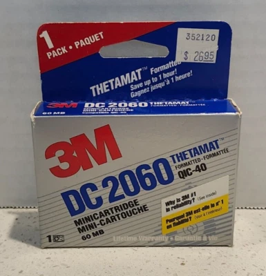 3M DC2060 Mini Data Cartridge 60MB, ￼QIC-40 Compatible DC 2060 Sealed - Imagem 1 de 4