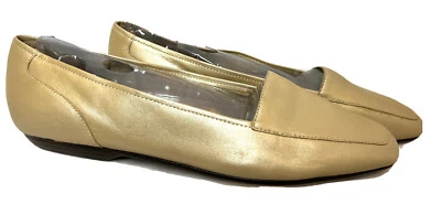 NUEVO Mocasines planos clásicos de cuero dorado Capezio "Jenny" nuevos sin caja talla 11 M Foto 1 de 4