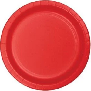 Red 9" Paper Plates 24 Per Pack Red Tableware Supplies Party Decorations - Picture 1 of 1