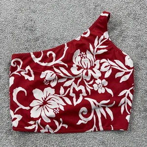 Newport News Swim donna top reggicalze 12 rosso floreale elasticizzato canotta fascia crop - Foto 1 di 11