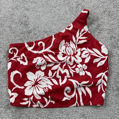 Newport News Swim Womens Halter Top 12 Red Floral Stretch Tank Bandeau Crop - Image 1 of 4
