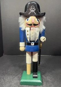 Nutcracker Figure Christmas Pirate Hook Peg Leg Sword Vtg 1990 GC 12Hx4.5Lx3.25" - Picture 1 of 18