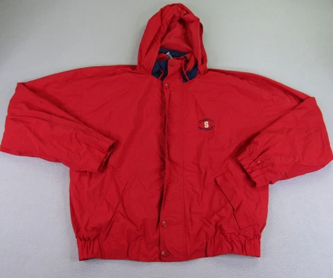 Vintage Stanford University Jacket Mens XXL Red Oarsman Adjustable Hood Coat Zip Cover