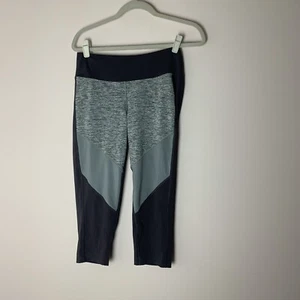 Reebok Womens Leggings L Gray Capri Workout Purple Color w Logo Large - Picture 1 of 12