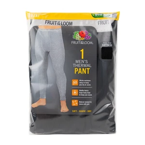 Fruit of the Loom Men's Thermal Waffle Underwear Bottom M ( 32/34) BLACK SOOT - Picture 1 of 5