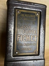 RARO SALVADANAIO DI SICUREZZA CASSA FORTE DITTA FICHET TORINO CARTA MONETA
