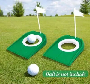 2 Pack Golf Putting Cup Indoor Outdoor Plastic Training Aids with Hole and Flag - Picture 1 of 12