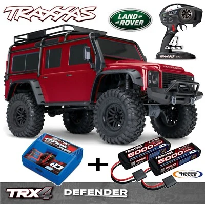 Traxxas# TRX-4 Land Rover Defender Rot +2X 5000 mAh Lipo Akku+ID-Lader SPAR-SET - Bild 1 von 4