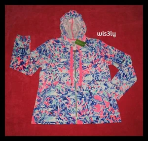 NWT Lilly Pulitzer X-LARGE Larina Velour Zip Up Hoodie Jacket Cabana Cocktail - Picture 1 of 4