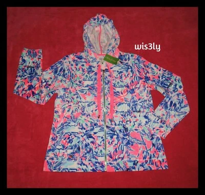 NUEVO CON ETIQUETAS Lilly Pulitzer X-LARGE Larina Terciopelo Cremallera Sudadera con Capucha Chaqueta Cabana Cóctel Foto 1 de 4