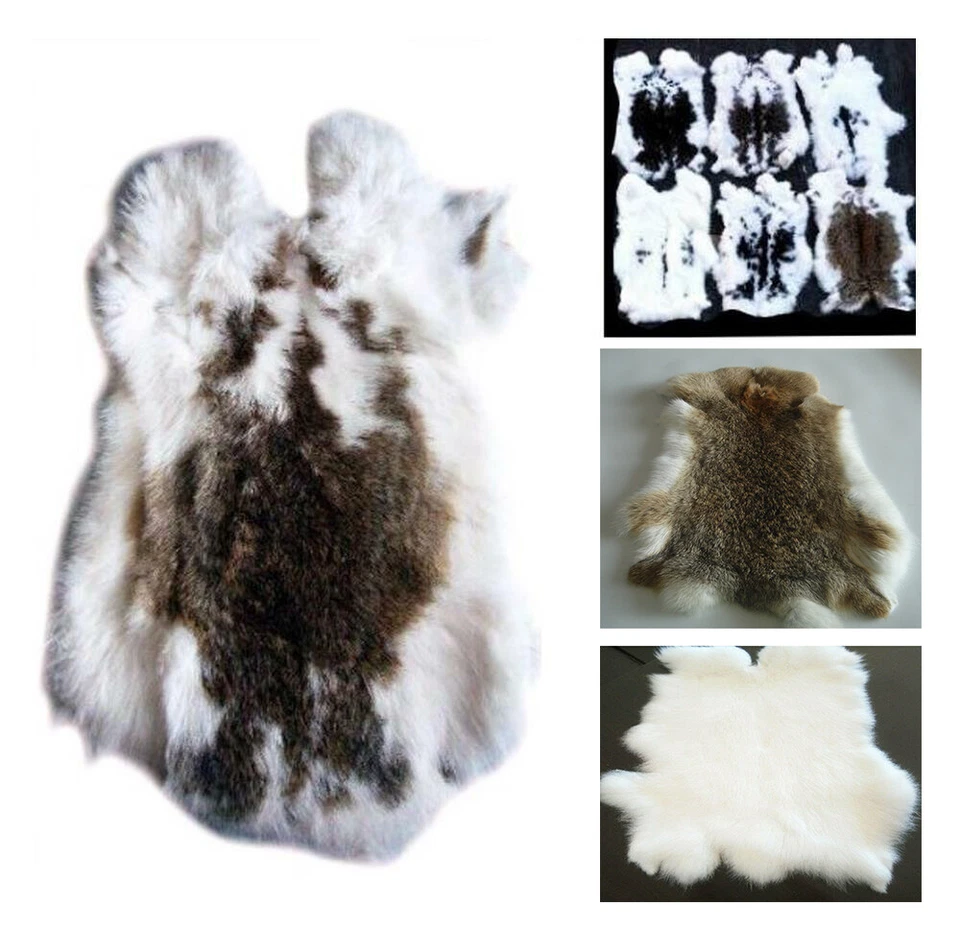 1xsoft Wild Meadow White Rabbit Skin Fur Pelts Hide for Animal Training Garments