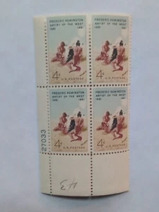 1961 Frederick Remington Artist of the West 4c Stamp Block of 2 Scott #1187 - Picture 1 of 2