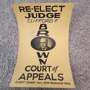 1960s 1970s Ohio Judge Campaign Poster Clifford Brown Sixth Court of Appeals - Picture 1 of 7