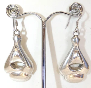 Vintage modernist electroform silver sterling 925 earrings. Hand crafted. - Picture 1 of 6