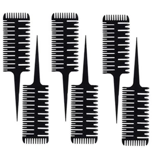 6 Pcs 3-Way Weaving & Sectioning Foiling Comb, Professional 3-Sided Highlighting - Picture 1 of 12