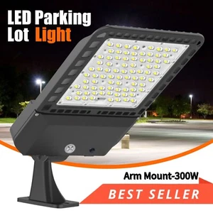 300W LED Parking Lot Light With Photocell Commercial Shoebox Street Area Lights - Picture 1 of 15