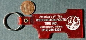 1980er Jahre Era Charleston Indiana Weddington Fouts Rhino Tire Co. #1 geformter Schlüsselanhänger - - Bild 1 von 1