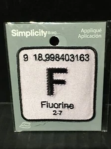 Science F Fluorine Iron On Embroidered Applique Simplicity 2” X 2” New - Picture 1 of 1