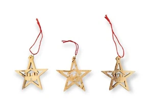 Weihnachtsschmuck Olivenholz Stern Krippe Heilige Familie Holz (3er Set) - Bild 1 von 4