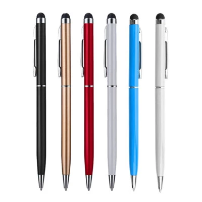 6 Pcs 2 in 1 Touch Screen Pen Stylus Universal For Smart Phones iPad Tablet PC - Image 1 of 4