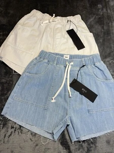Edwin shorts Drawstrings cut off 2 Pair Denim And Stone size Small -rare - Picture 1 of 6