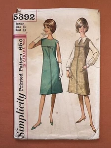 Simplicity Pattern 5392 Juniors' One-Piece Dress or Jumper & Blouse Size 13 - Picture 1 of 3