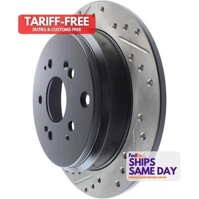 Stoptech 127.40065R, One Black Iron Stoptech Sport Slotted & Drilled Rotor Perfo - Image 1 of 4