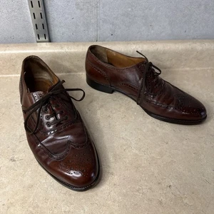Salvatore Ferragamo Oxford Shoes Brown Leather Men's 10 Italy - Picture 1 of 10