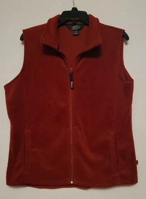 Chaleco polar Woolrich para mujer rojo rubí cremallera completa cuello falso exterior grande Foto 1 de 4