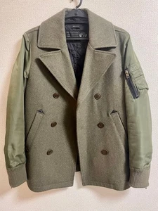 Diesel Wool Nylon Pea Coat Olive S Near Mint Condition Unisex Jacket - Picture 1 of 6