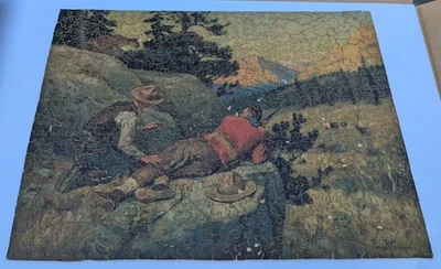 Quebra-cabeça raro vintage Phillip R Goodwin The Competition grande madeira - Imagem 1 de 4