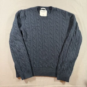Abercrombie Wool Cable Knit Sweater Mens XL Black Pullover Muscle Stretch Soft - Picture 1 of 8