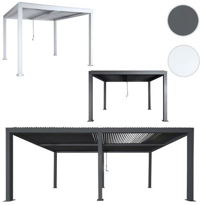 Pergola HWC-L46, Gartenpavillon Lamellen-Pavillon, Alu, Regenrinne sturmfest - Bild 1 von 4