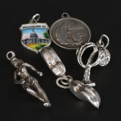 De Colección Plata de Ley - Lote de 5 Dijes Pulsera Zuecos Palmera Surtidos - 7,5 g Foto 1 de 4