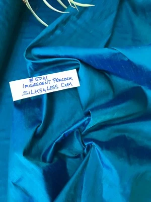 DESIGNER QUALITY IRIDESCENT SILK DUPIONI, HAND WOVEN - PEACOCK GREEN!!! - Image 1 of 4