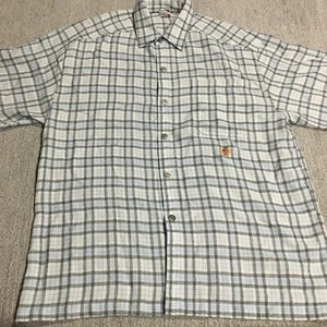 Vintage Tommy Hilfiger Shirt Mens XL Blue Plaid Button Embroidered USA 90s - Picture 1 of 12