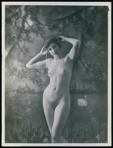 ga Talla Grande 7x9 Francés Desnudo Completo Mujer Grande Gelatina Plata Foto Original Años 1920 - Imagen 1 de 2