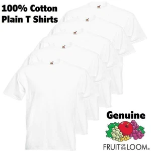 5 PACK FRUIT OF THE LOOM WHITE MENS PLAIN TEE COTTON T-SHIRTS WHOLESALE S-XL New - Picture 1 of 9