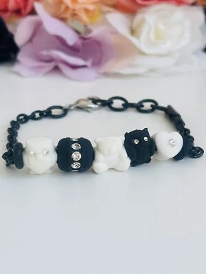 Bracciale MorellatoNero Con Drop Silicone Teddy Cuore,Barilottino&Gufo - Immagine 1 di 4
