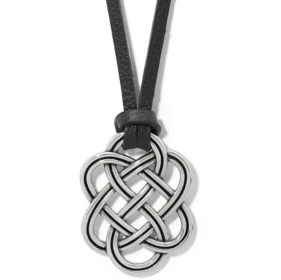 Новый с Ярлыкамиag Brighton INTERLOK TRELLIS двусторонний серебряный ожерелье из черной кожи Рекомендуемая розничная цена производителя $92 - Изображение 1 из 4