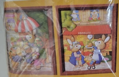 Creative Circle 1772 Market Time Stitch and Stuff Kit 2 Pictures Bunnies Rabbit - Image 1 of 3