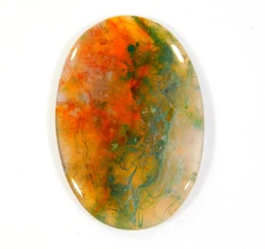 Piedra preciosa cabujón ovalada de ágata musgo verde 100 % natural 46 quilates translúcida PZ = 0317 - Imagen 1 de 7