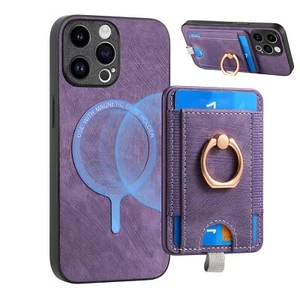 Fr iPhone 16 15 14 13 12 11 Pro Max XR Mag Safe Case with Card Wallet Ring Stand - Picture 1 of 15