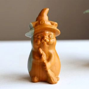 Gato ágata natural Alashan, gato tallado a mano de 2,4", estatuilla de curación de Reiki, regalo de vacaciones - Imagen 1 de 10