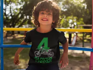 Green Dirtbike Birthday Shirt - Bike Birthday Tee - Personalized Tshirt for boy - Picture 1 of 2