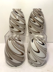 4 WESTINGHOUSE ART GLASS SHADE, CHOCOLATE DRIZZLE 4 3/8” Diameter, 2 1/4” Fitter - Picture 1 of 11
